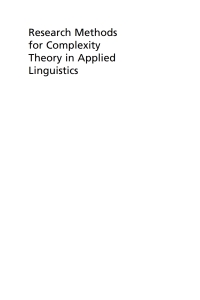 Cover image: Research Methods for Complexity Theory in Applied Linguistics 1st edition 9781788925730