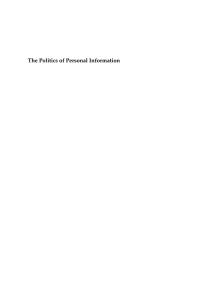 Cover image: The Politics of Personal Information 1st edition 9781789209464