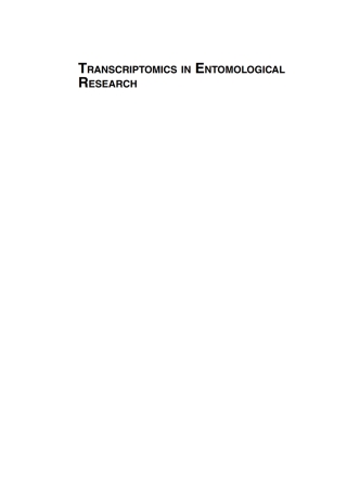 Cover image: Transcriptomics in Entomological Research 1st edition 9781789243130