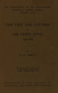 Cover image: The life and letters of Sir Lewis Dyve 1599-1669