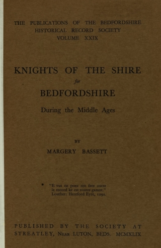 Cover image: Knights of the Shire for Bedfordshire