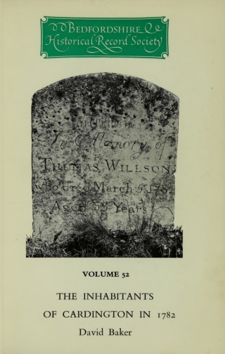 Cover image: The Inhabitants of Cardington in 1782