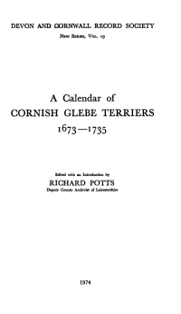 Cover image: A Calendar of Cornish Glebe Terriers 1673-1735 1st edition 9780901853196