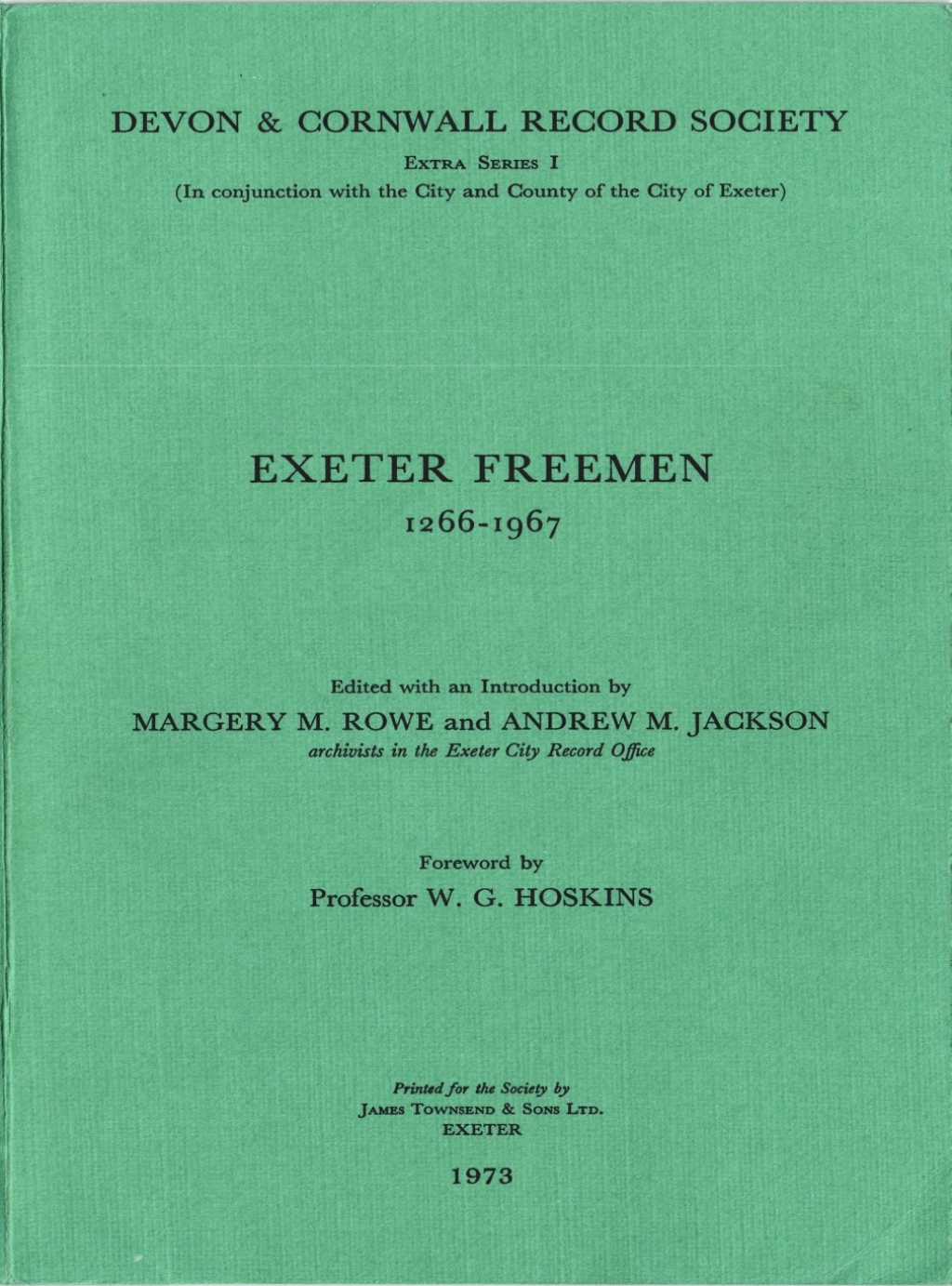 Exeter Freemen 12661967  1st Edition eBook