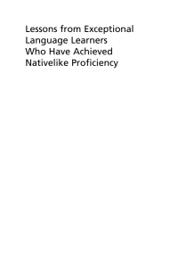 صورة الغلاف: Lessons from Exceptional Language Learners Who Have Achieved Nativelike Proficiency 9781800412446