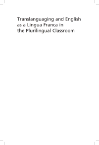 Cover image: Translanguaging and English as a Lingua Franca in the Plurilingual Classroom 9781800413429