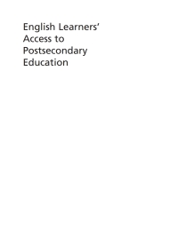 صورة الغلاف: English Learners’ Access to Postsecondary Education 1st edition 9781800413733