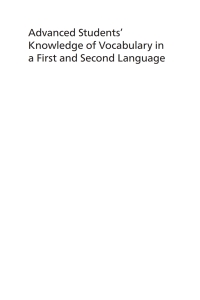 Cover image: Advanced Students’ Knowledge of Vocabulary in a First and Second Language 9781800415249