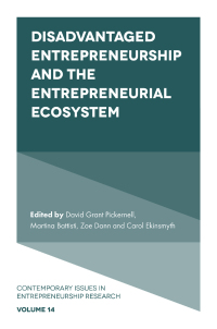 Cover image: Disadvantaged Entrepreneurship and the Entrepreneurial Ecosystem 9781800714519
