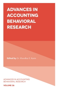 صورة الغلاف: Advances in Accounting Behavioral Research 9781804557990