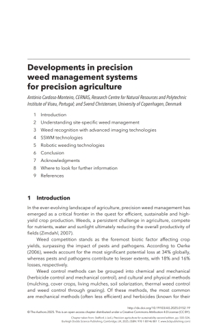 Cover image: Developments in precision weed management systems for precision agriculture