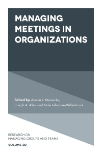 Cover image: Managing Meetings in Organizations 1st edition 9781838672287