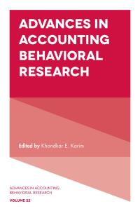 Cover image: Advances in Accounting Behavioral Research 9781838673468