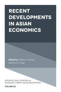 Cover image: Recent Developments in Asian Economics 9781838673604
