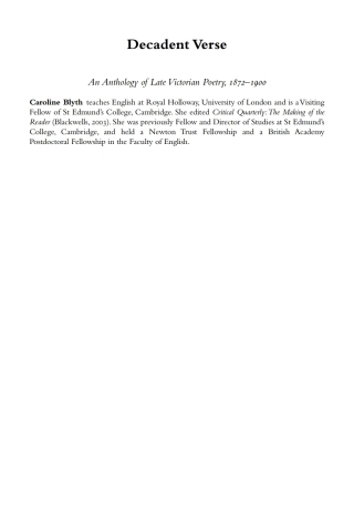 Cover image: Decadent Verse 1st edition 9781843313021