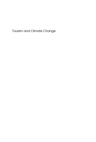 Cover image: Tourism and Climate Change 1st edition 9781845410667
