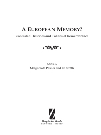 Cover image: A European Memory? 1st edition 9781845456214