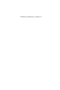 صورة الغلاف: Historical Memory in Africa 1st edition 9781845456528