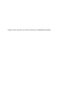 صورة الغلاف: Vision and Change in Institutional Entrepreneurship 1st edition 9781845457679