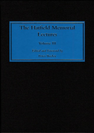 Cover image: The Hatfield Memorial Lectures 9781845691011