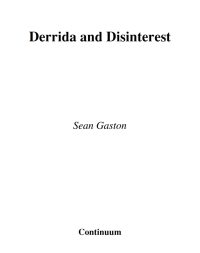 Cover image: Derrida and Disinterest 1st edition 9780826478238