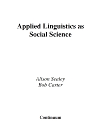 Cover image: Applied Linguistics as Social Science 1st edition 9780826455192