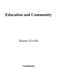 Imagen de portada: Education and Community 1st edition 9781847060396