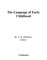 Imagen de portada: The Language of Early Childhood 1st edition 9780826458704