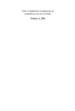 Cover image: Cambridge Yearbook of European Legal Studies  Vol 4, 2001 1st edition 9781841133072