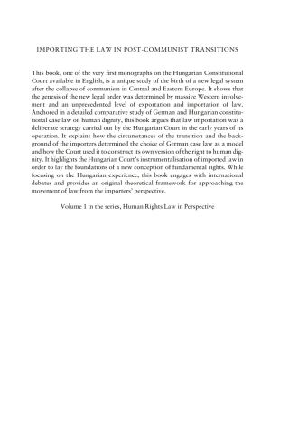 Imagen de portada: Importing the Law in Post-Communist Transitions 1st edition 9781841131313