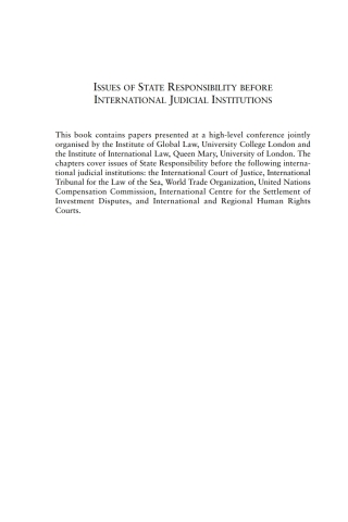 Cover image: Issues of State Responsibility before International Judicial Institutions 1st edition 9781841133898