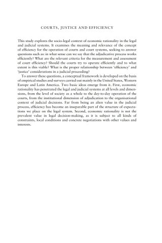 Imagen de portada: Courts, Justice, and Efficiency 1st edition 9781841133829