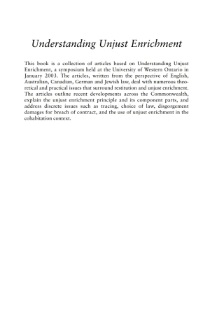 Cover image: Understanding Unjust Enrichment 1st edition 9781841134239