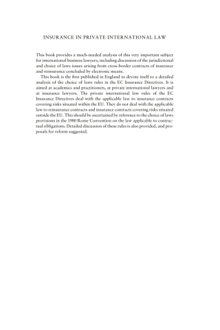 Omslagafbeelding: Insurance in Private International Law 1st edition 9781841133355