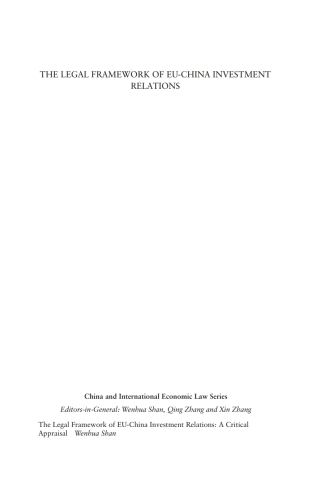 Immagine di copertina: The Legal Framework of EU-China Investment Relations 1st edition 9781841133911