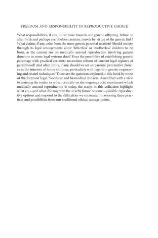 Cover image: Freedom and Responsibility in Reproductive Choice 1st edition 9781841135823