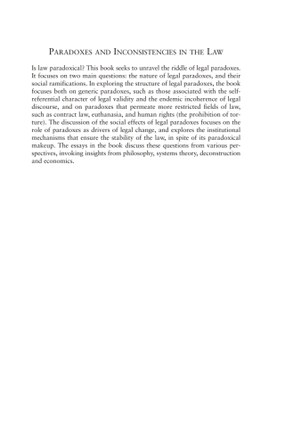 Imagen de portada: Paradoxes and Inconsistencies in the Law 1st edition 9781841135410