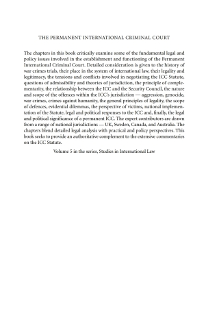 Cover image: The Permanent International Criminal Court 1st edition 9781841132815
