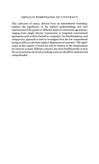 Titelbild: Implicit Dimensions of Contract 1st edition 9781841133492