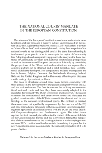 Titelbild: The National Courts' Mandate in the European Constitution 1st edition 9781841134765