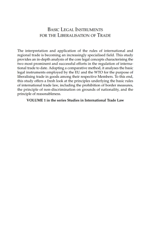 صورة الغلاف: Basic Legal Instruments for the Liberalisation of Trade 1st edition 9781841134253