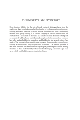 Cover image: Third Party Liability in Tort 1st edition 9781841135526