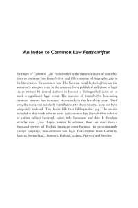 Cover image: An Index to Common Law Festschriften 1st edition 9781841136417