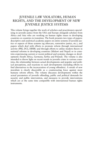 Cover image: Juvenile Law Violators, Human Rights, and the Development of New Juvenile Justice Systems 1st edition 9781841136363