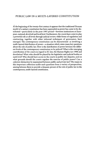 Cover image: Public Law in a Multi-Layered Constitution 1st edition 9781841132839