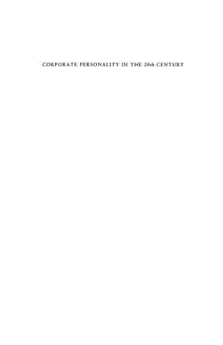 Cover image: Corporate Personality in the 20th Century 1st edition 9781901362831