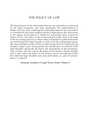Omslagafbeelding: The Policy of Law 1st edition 9781841137230