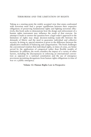Immagine di copertina: Terrorism and the Limitation of Rights 1st edition 9781841137636