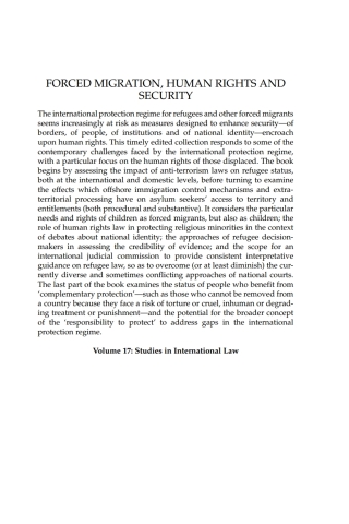 Cover image: Forced Migration, Human Rights and Security 1st edition 9781841137704