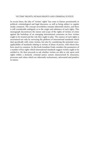 Omslagafbeelding: Victims' Rights, Human Rights and Criminal Justice 1st edition 9781841136035